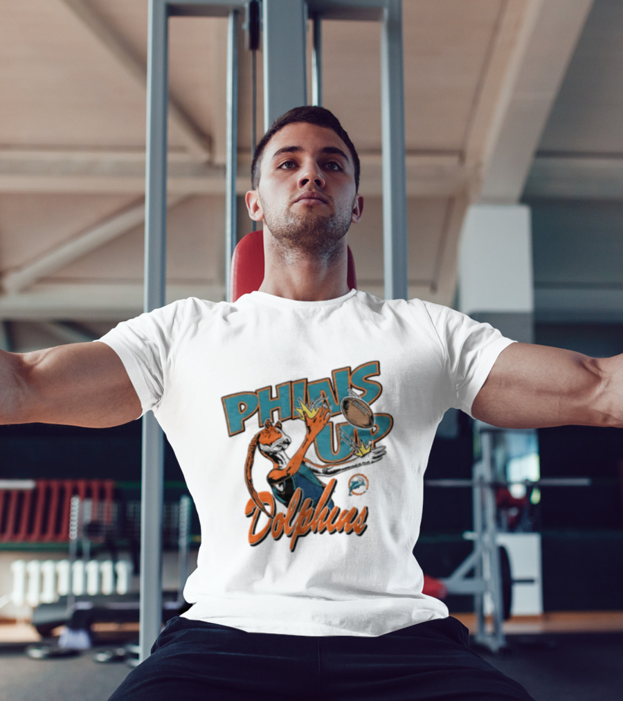 Phins Up Dolphins Jar Jar Binks Catching Football Miami Sports Fan T-Shirt