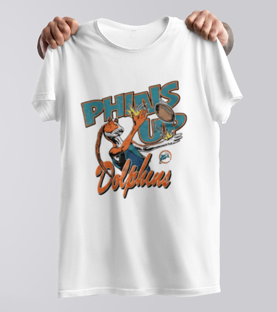 Phins Up Dolphins Jar Jar Binks Catching Football Miami Sports Fan T-Shirt