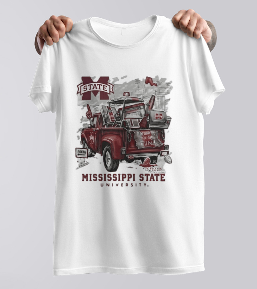 Mississippi State University Bulldogs Vintage Truck Follow Me To The Fun T-Shirt