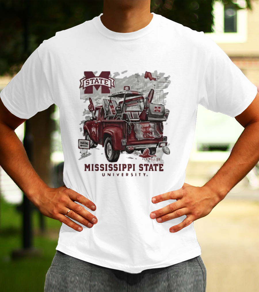 Mississippi State University Bulldogs Vintage Truck Follow Me To The Fun T-Shirt