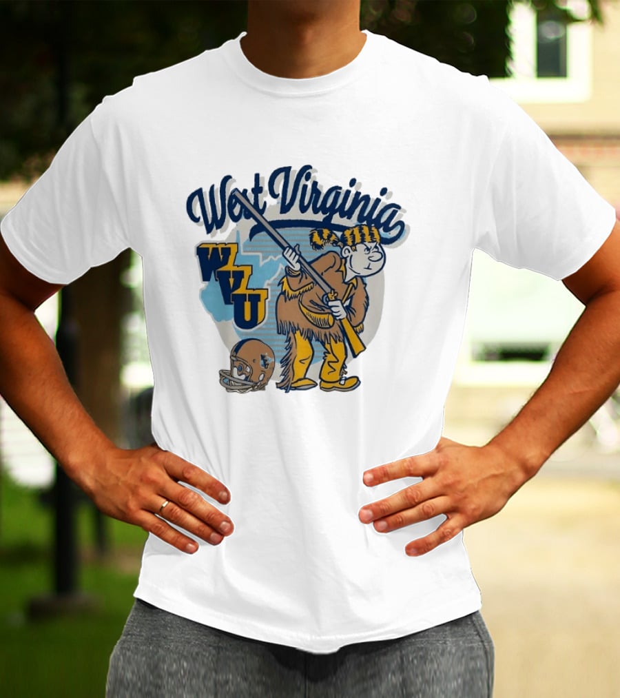 West Virginia Mountaineers WVU Mascot With Rifle And Helmet T-Shirt