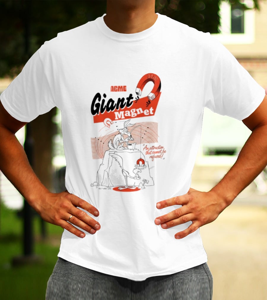 ACME Giant Magnet Wile E Coyote Road Runner Stimulation Speed T-Shirt