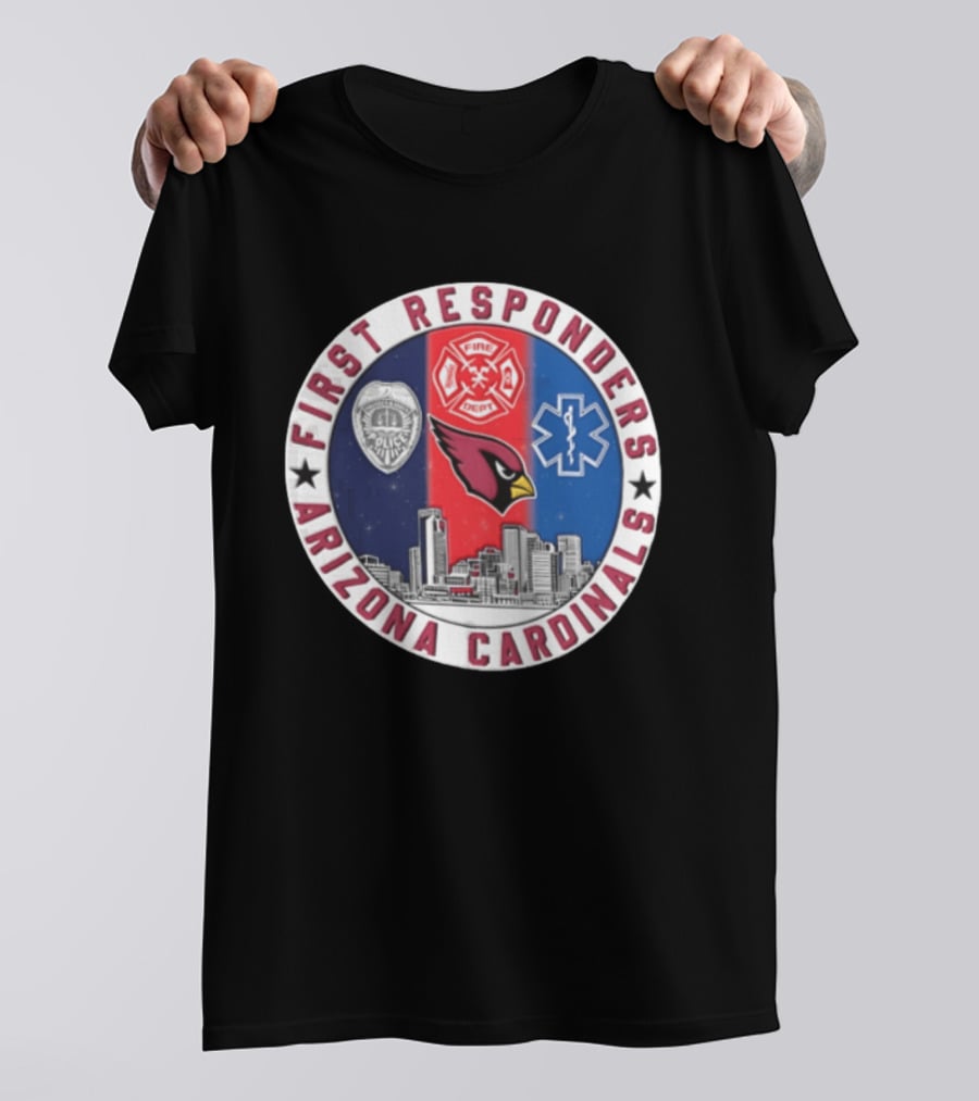 Arizona Cardinals First Responders Police Fire Medical Emblems Skyline T-Shirt