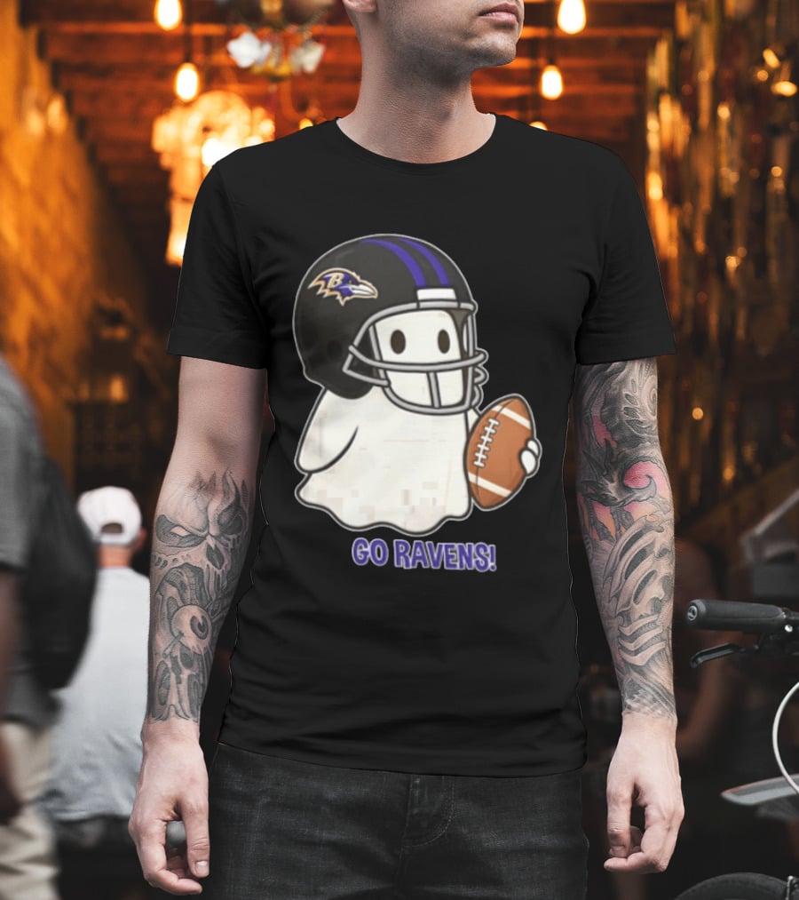 Baltimore Ravens Ghost In Football Helmet Go Ravens Football T-Shirt