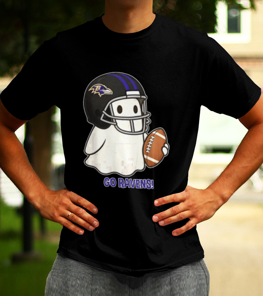 Baltimore Ravens Ghost In Football Helmet Go Ravens Football T-Shirt