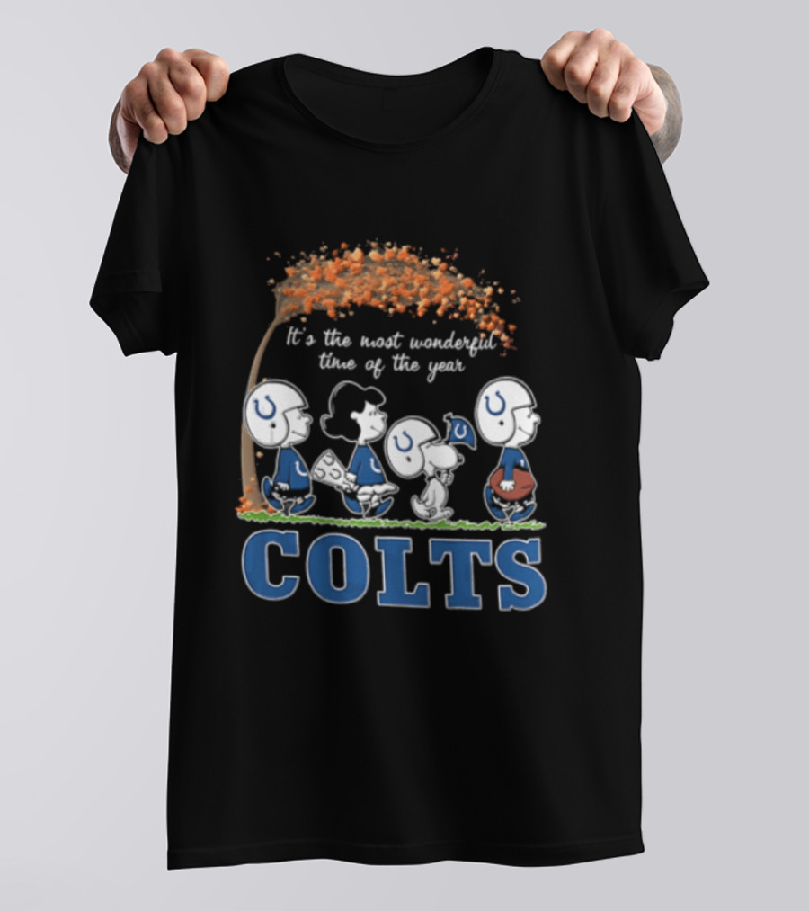 Charlie Brown Snoopy Colts Football It's The Most Wonderful Time Of The Year T-Shirt