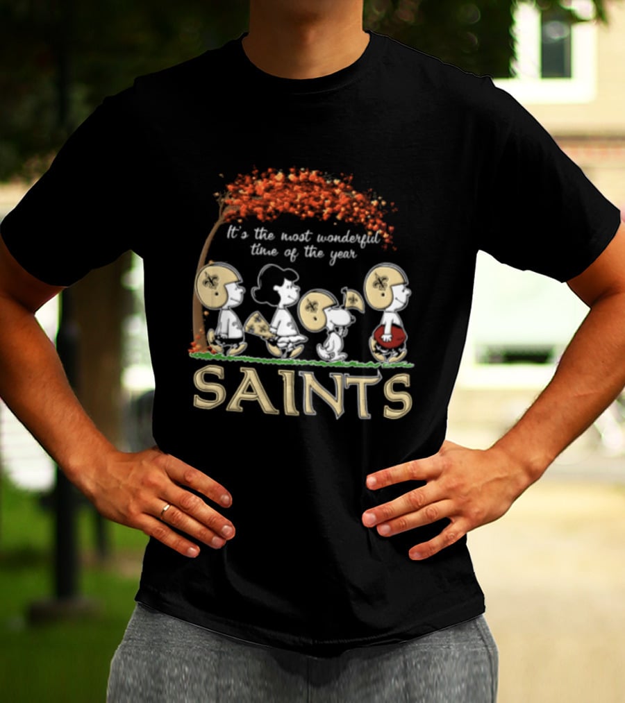 New Orleans Saints Charlie Brown Snoopy It's The Most Wonderful Time Of The Year T-Shirt