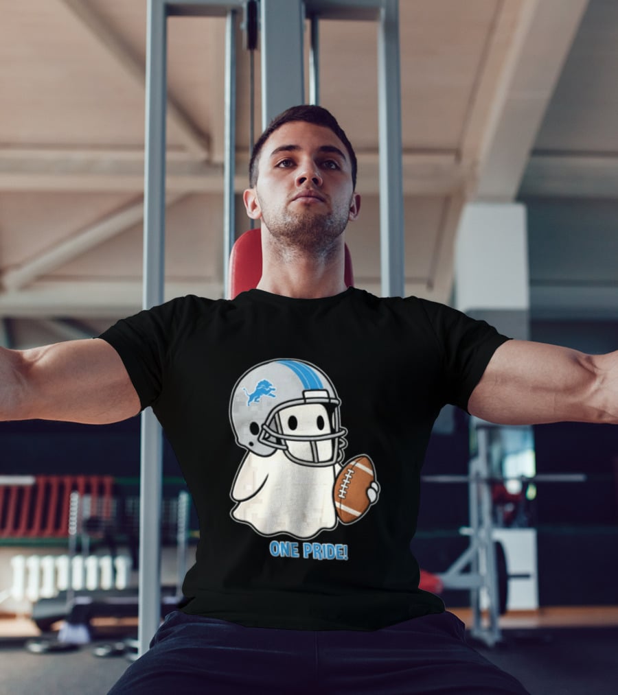 Detroit Lions Ghost One Pride Football Helmet And Ball T-Shirt