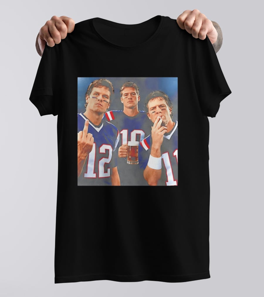 Tom Brady Drake Maye Drew Bledsoe New England Patriots Beer Middle Finger T-Shirt