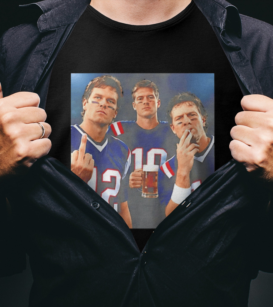 Tom Brady Drake Maye Drew Bledsoe New England Patriots Beer Middle Finger T-Shirt