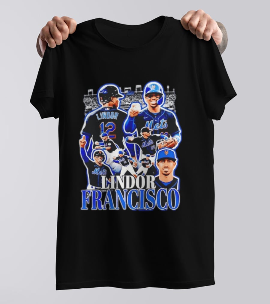 Francisco Lindor Mets 12 MLB Baseball Player Collage T-Shirt