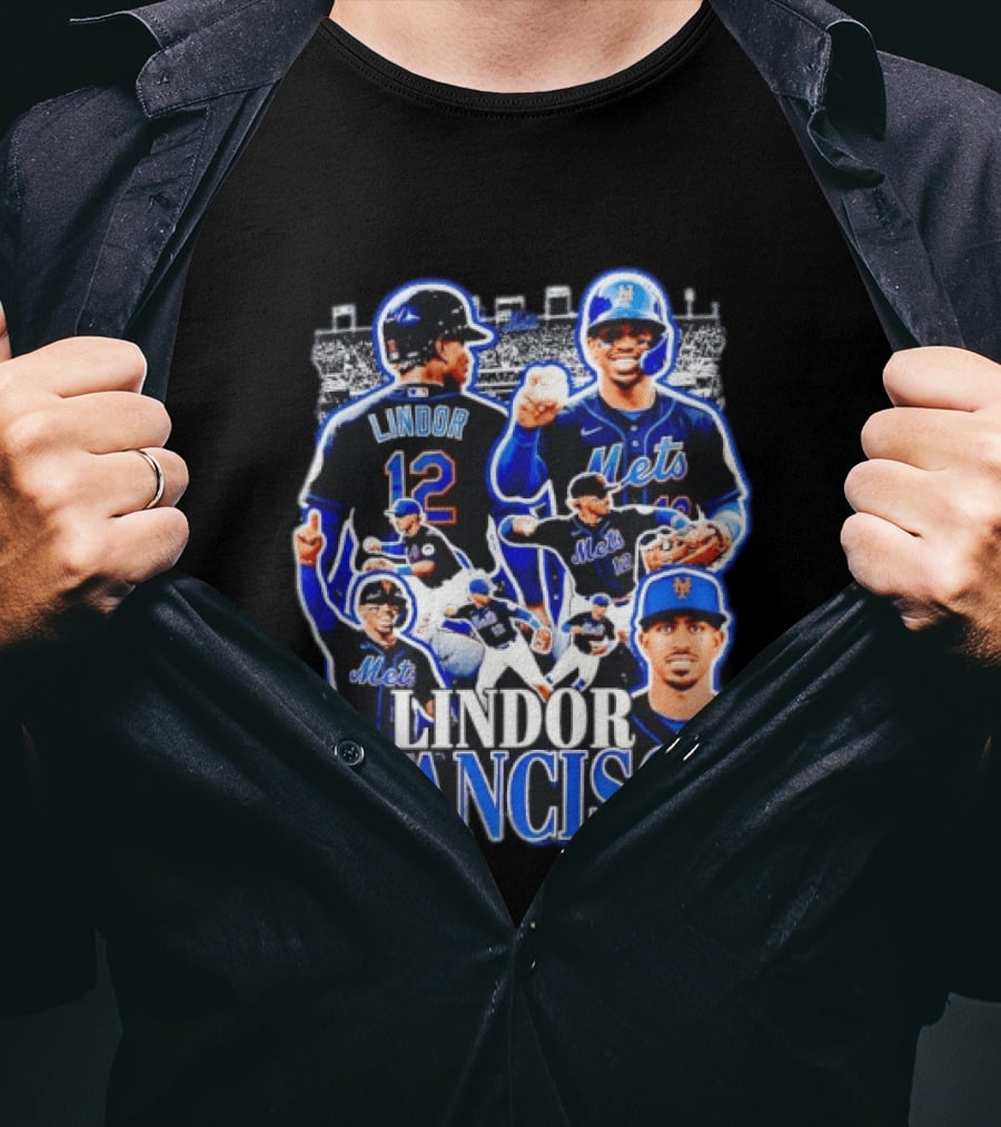 Francisco Lindor Mets 12 MLB Baseball Player Collage T-Shirt