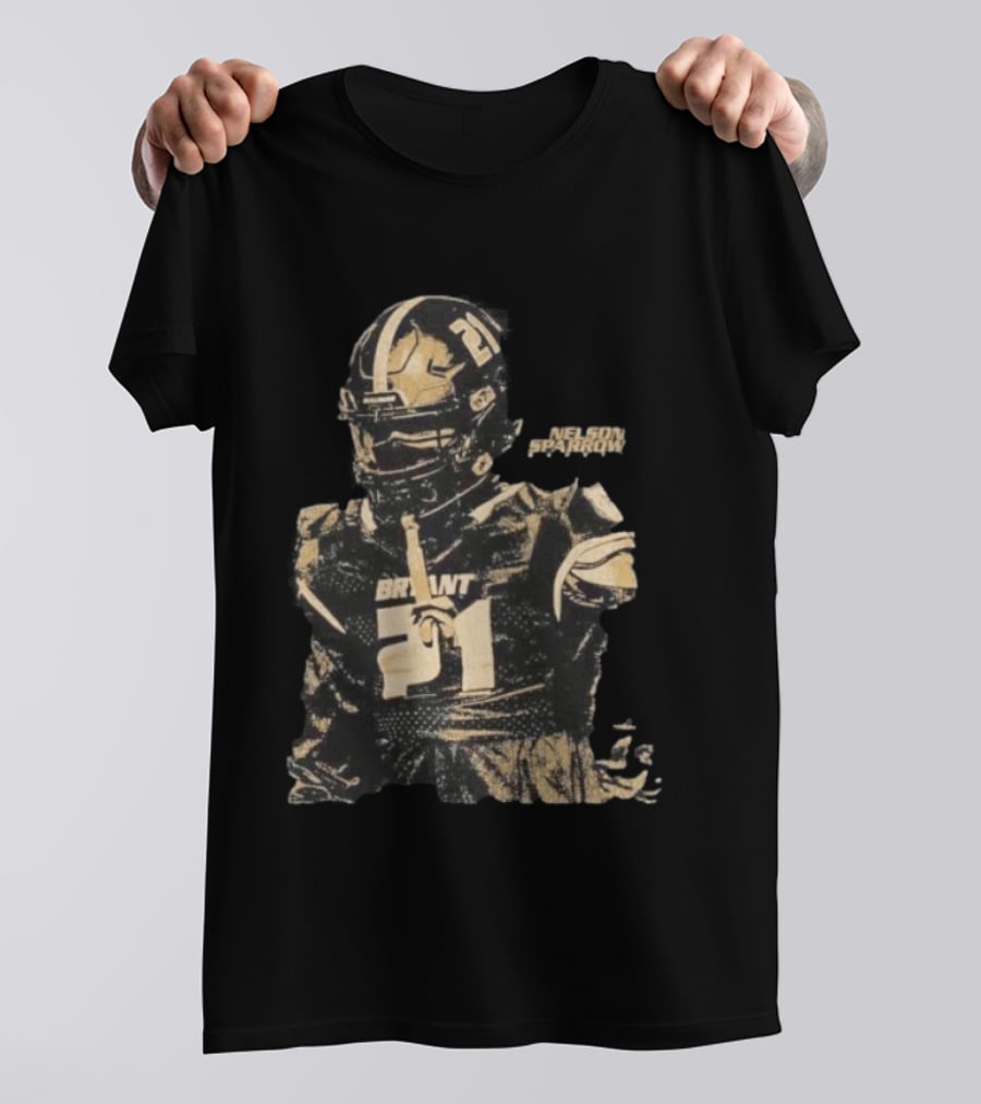 Bryant Bulldogs Nelson Sparrow No 21 Safety Distressed Football T-Shirt