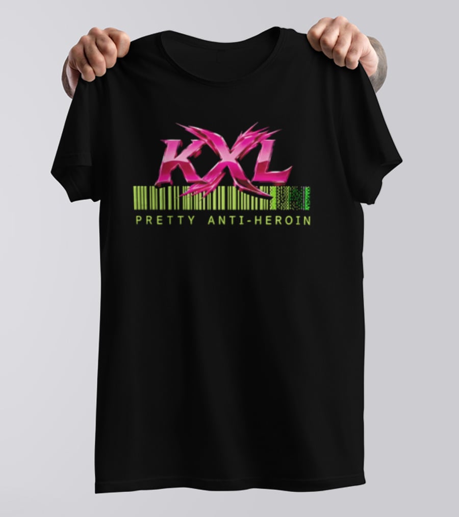 KXL Pretty Anti Heroin Pink Metallic Barcode T-Shirt
