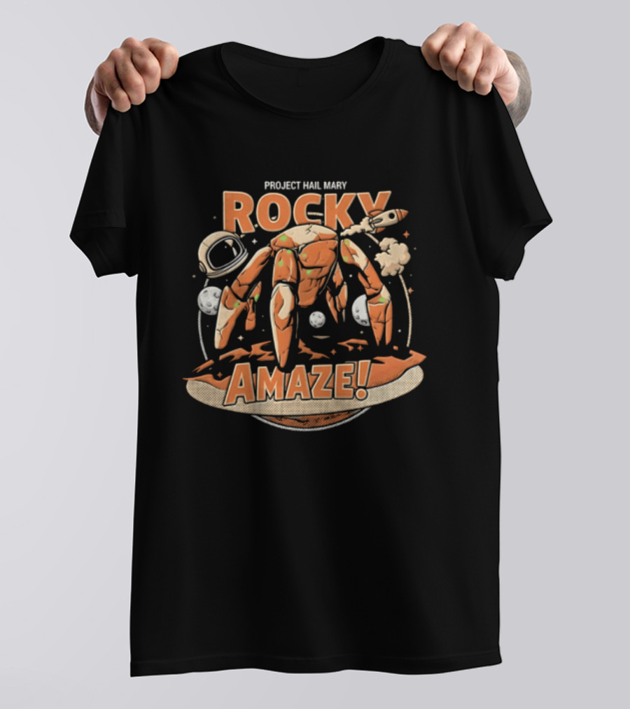 Project Hail Mary Rocky Amaze Alien Creature Space Helmet Rocket T-Shirt