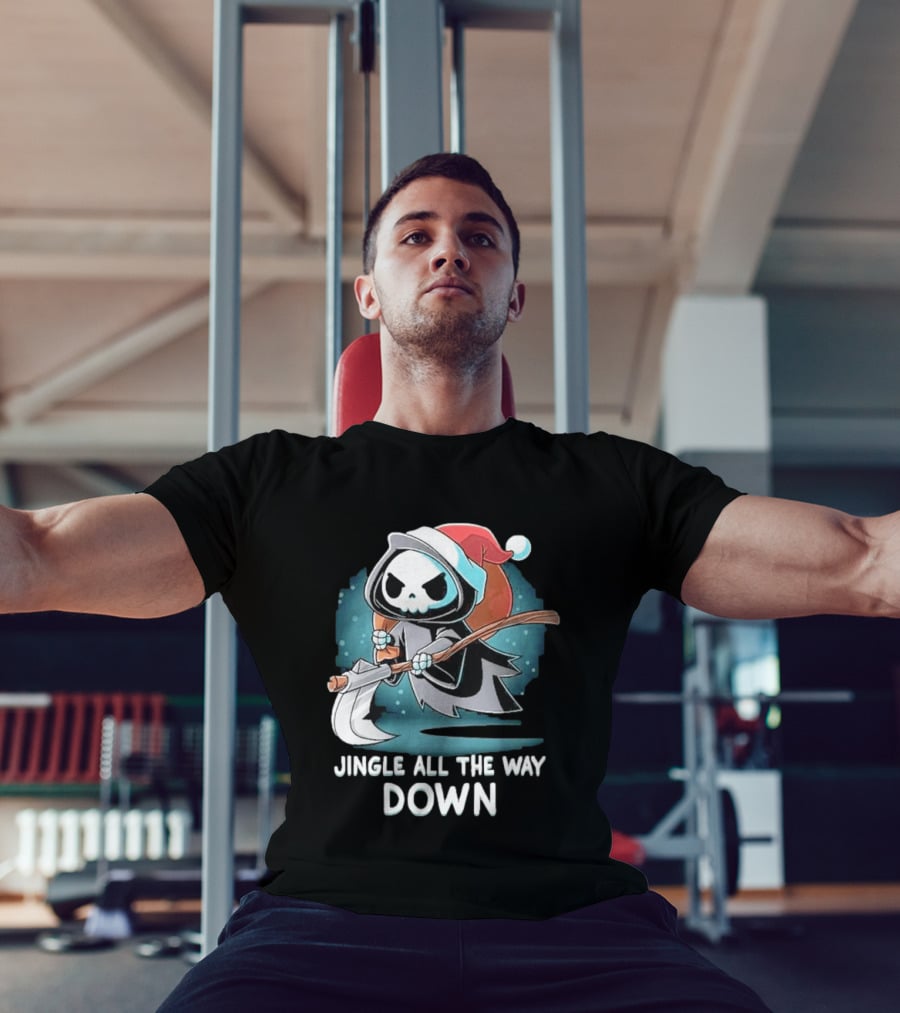 Jingle All The Way Down Grim Reaper Santa Hat T-Shirt
