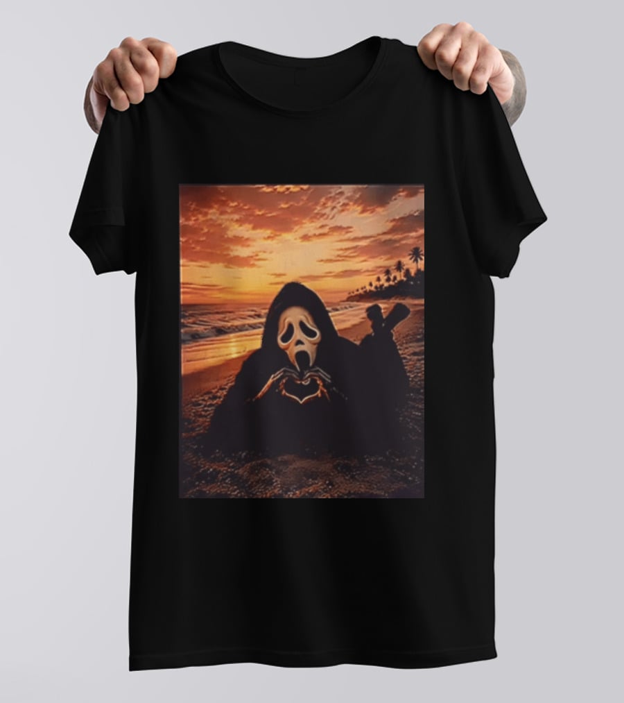Ghostface Romantic Beach Sunset Valentine's Day Scream Lover T-Shirt