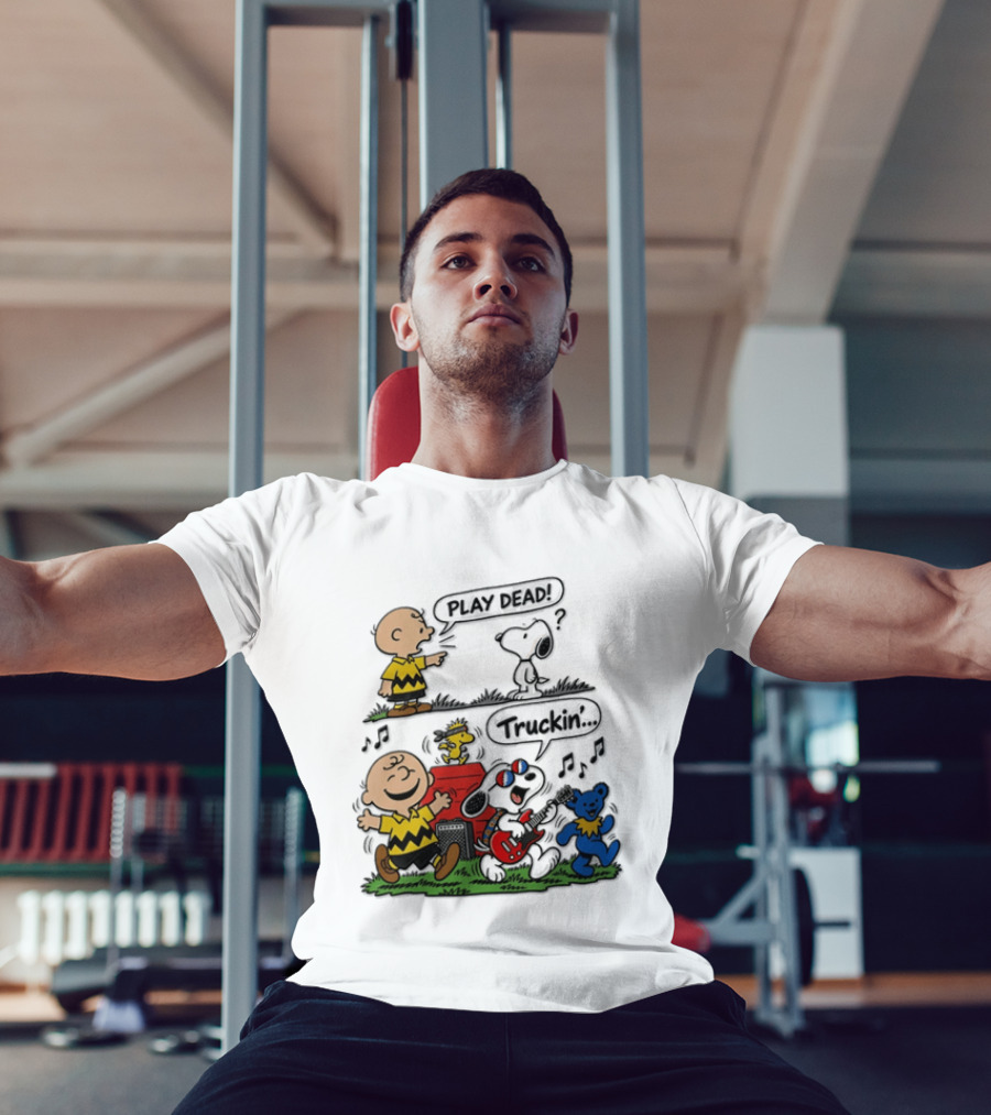 Charlie Brown Snoopy Grateful Dead Play Dead Truckin Dancing Characters T-Shirt