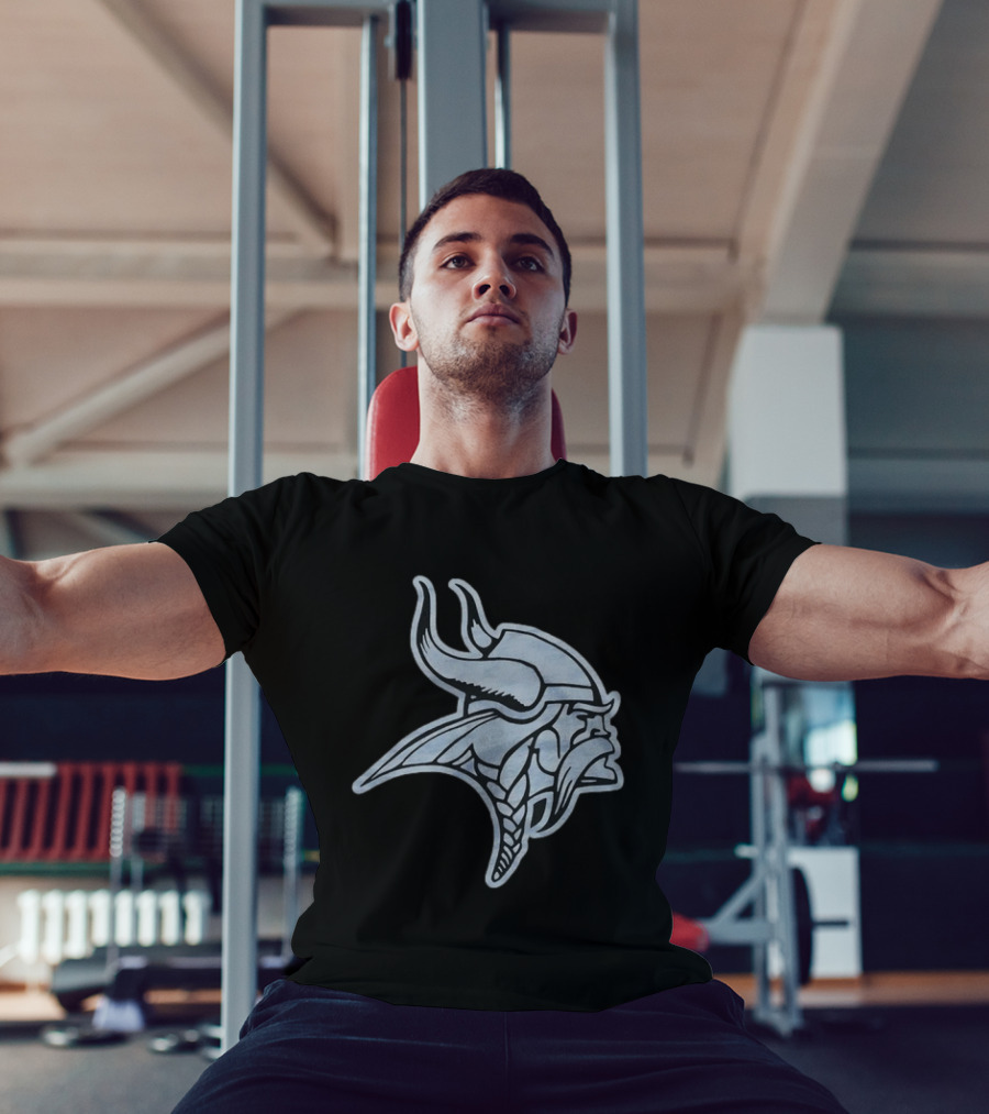 Minnesota Vikings Black Football Viking Helmet T-Shirt