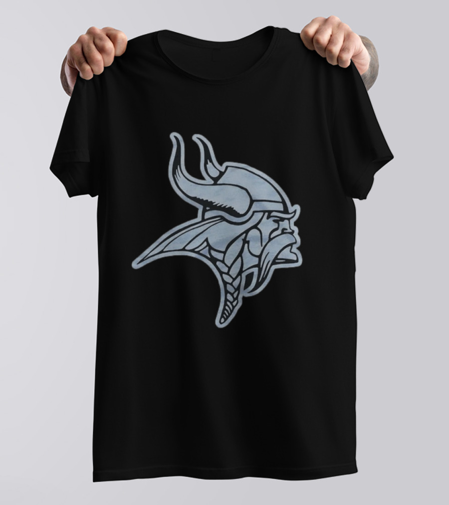 Minnesota Vikings Black Football Viking Helmet T-Shirt