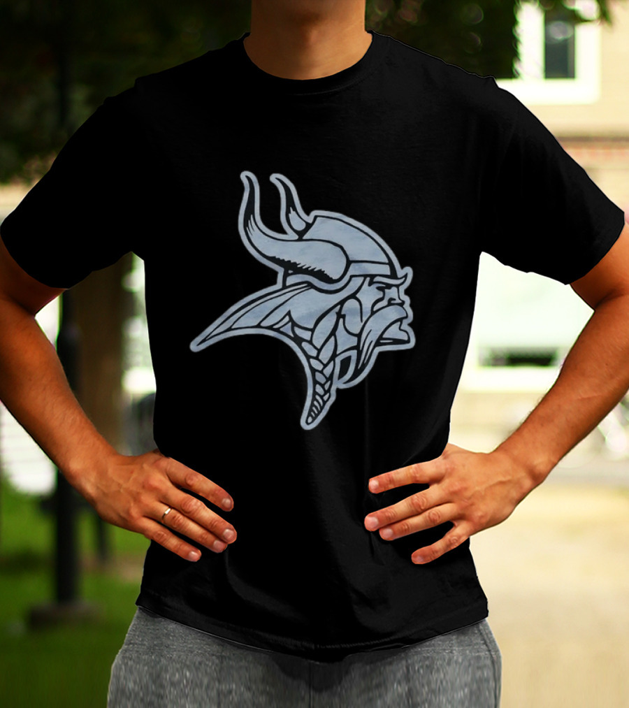 Minnesota Vikings Black Football Viking Helmet T-Shirt