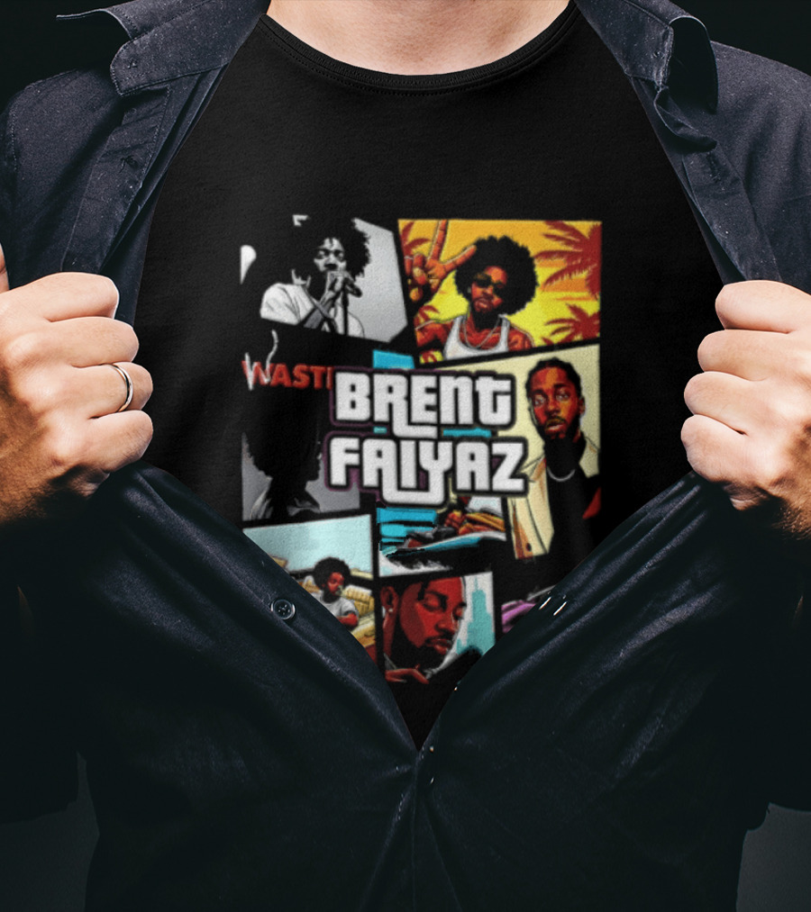 Brent Faiyaz Wasteland Multiple Panels Singer Lifestyle Retro Beach Vibe T-Shirt