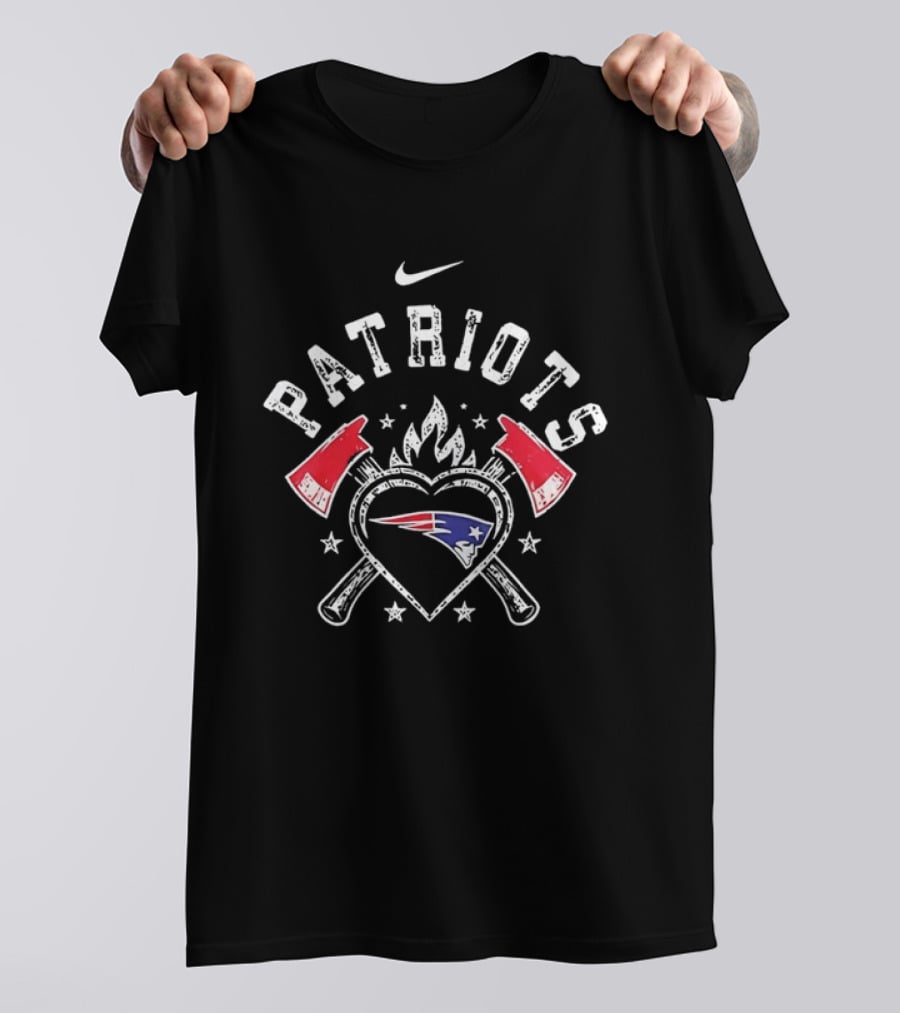 Nike Patriots Distressed Heart Axes Stars Flame T-Shirt