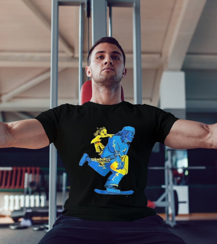 Shonduras Skateboard Skater Yellow Blue T-Shirt