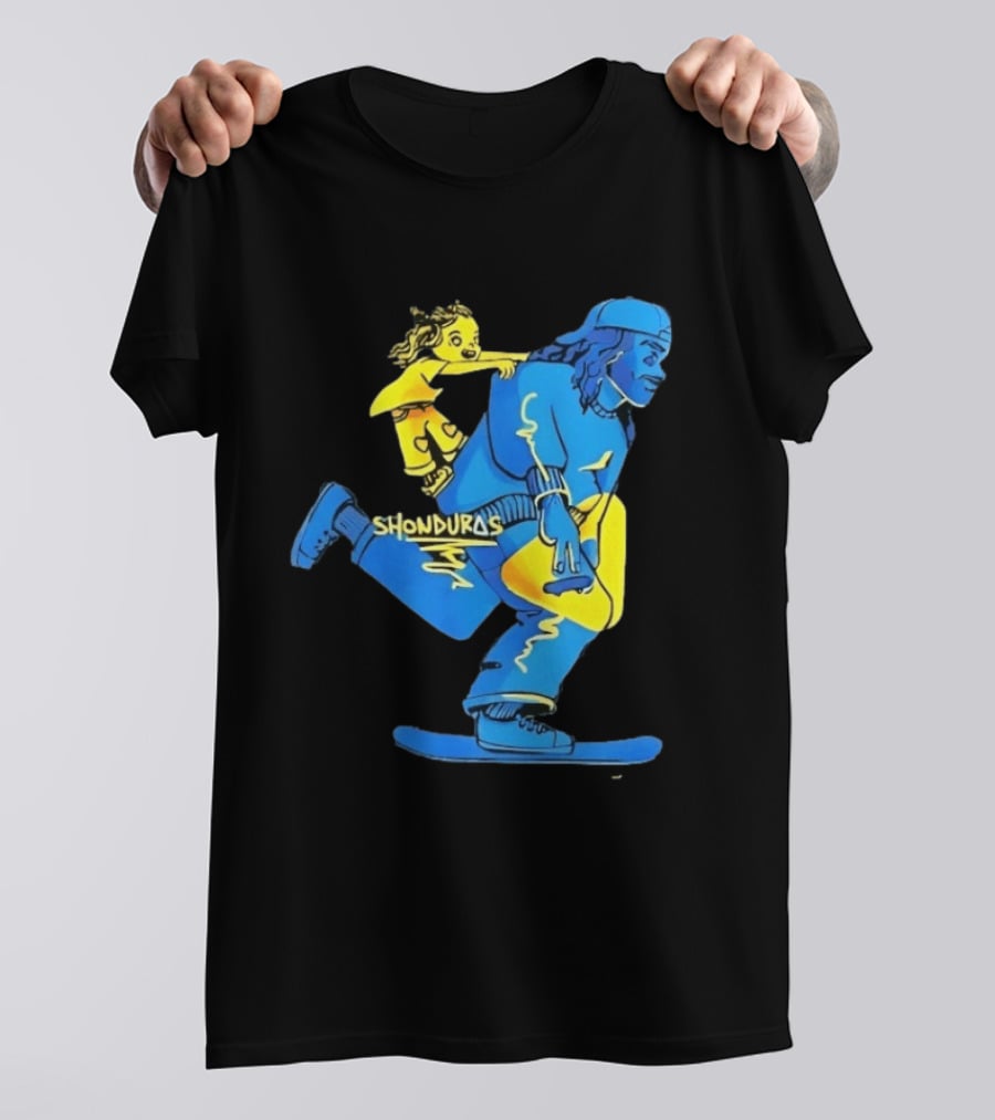 Shonduras Skateboard Skater Yellow Blue T-Shirt