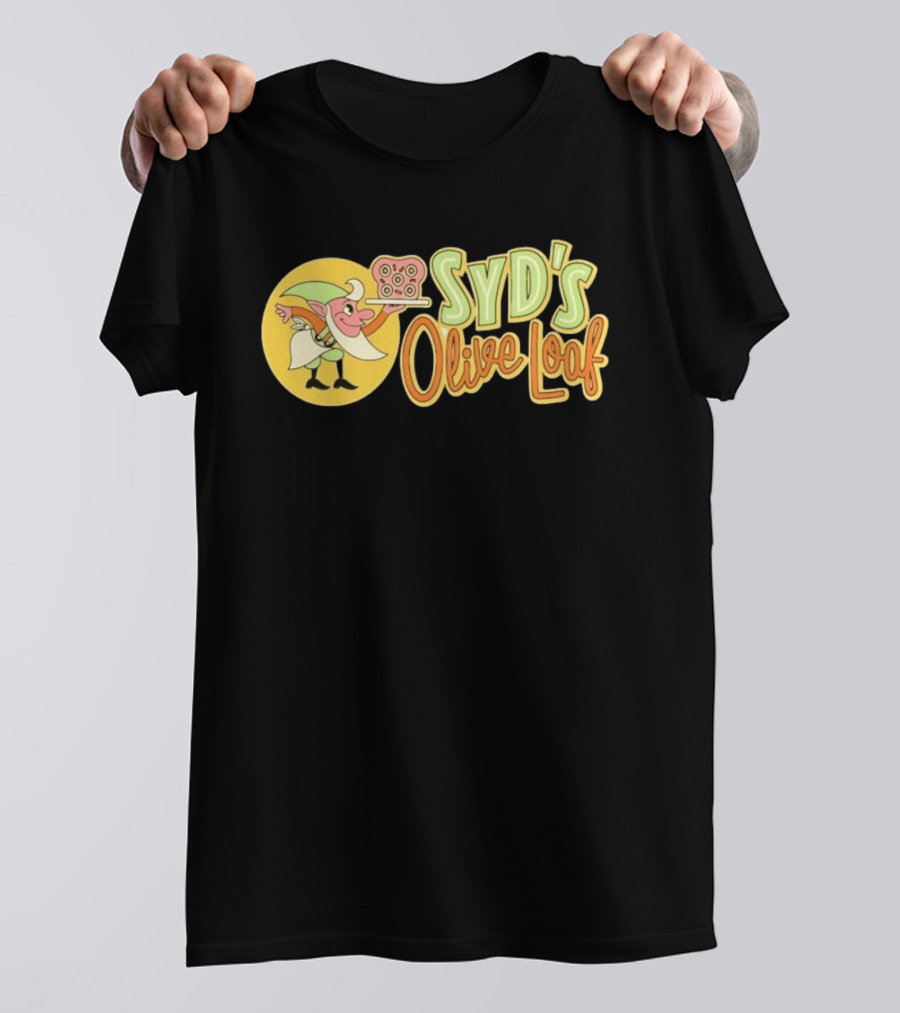 Syd's Olive Loaf Elf Holding Sandwich T-Shirt
