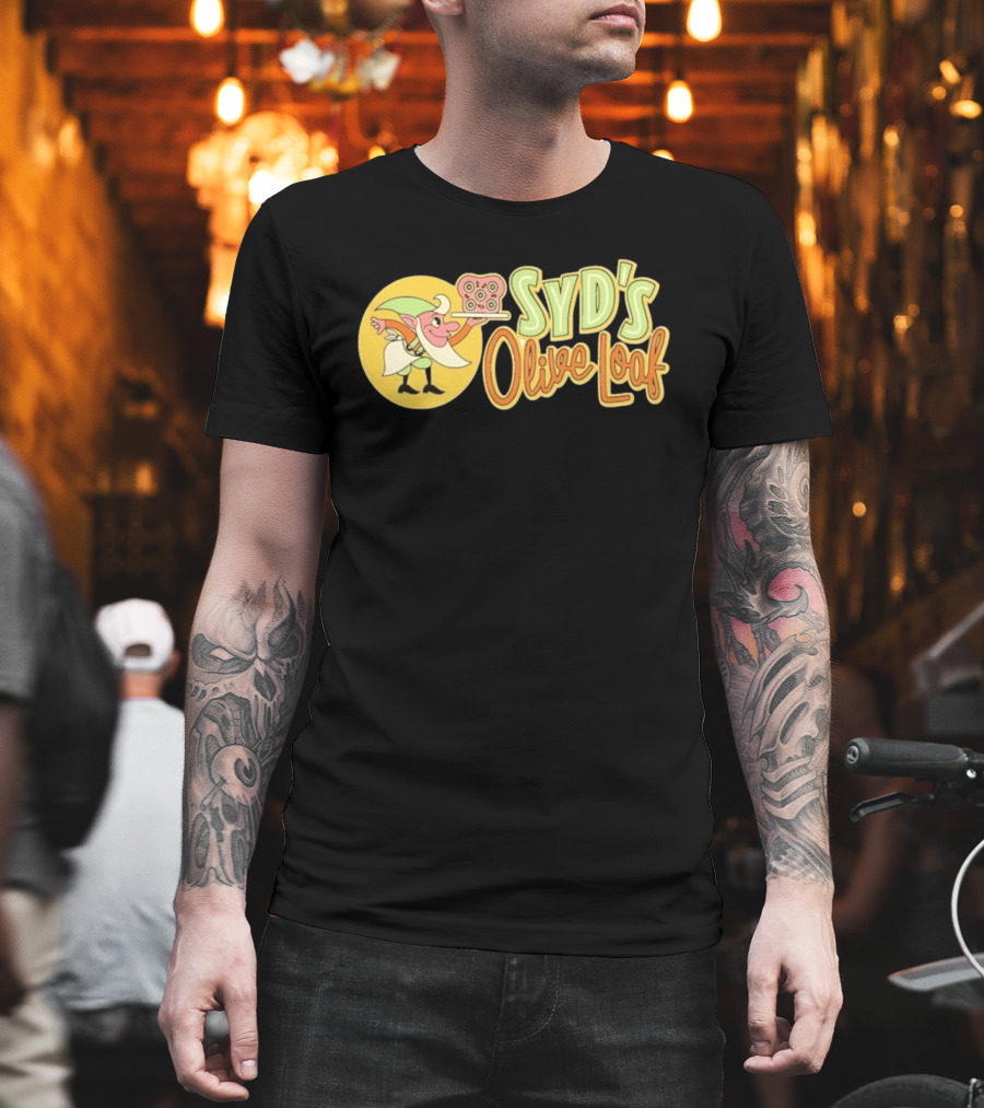 Syd's Olive Loaf Elf Holding Sandwich T-Shirt