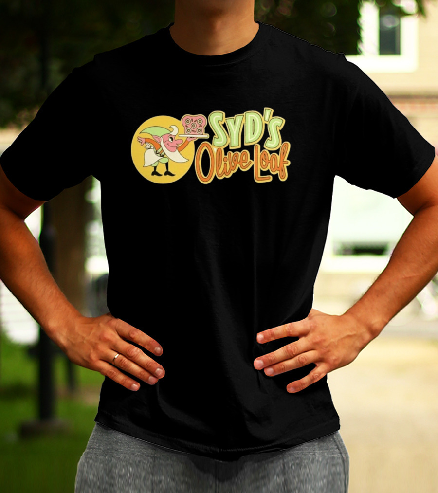 Syd's Olive Loaf Elf Holding Sandwich T-Shirt