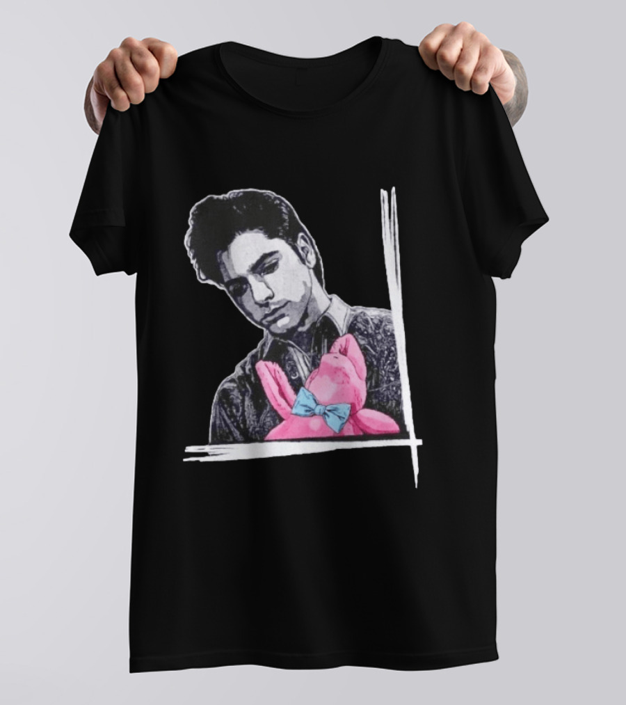 John Stamos Uncle Jesse Pink Bunny With Blue Bow Tie T-Shirt