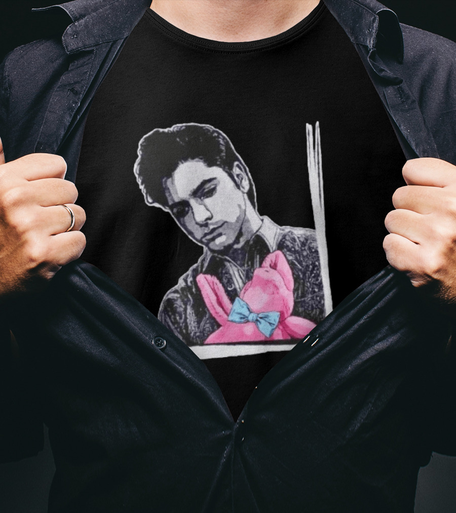 John Stamos Uncle Jesse Pink Bunny With Blue Bow Tie T-Shirt