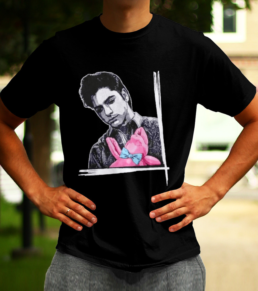 John Stamos Uncle Jesse Pink Bunny With Blue Bow Tie T-Shirt