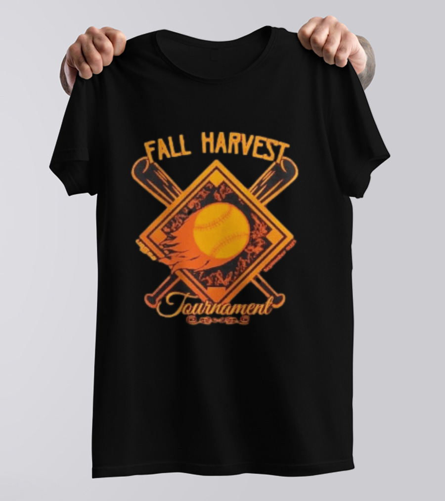 USSSA Fall Harvest Fastpitch Softball Tournament 2023 With Crossed Bats And Flaming Ball T-Shirt