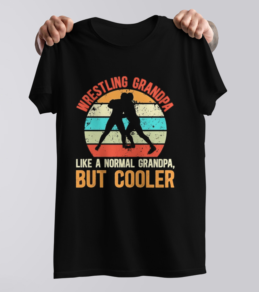 Wrestling Grandpa Like A Normal Grandpa But Cooler Retro Sunset T-Shirt