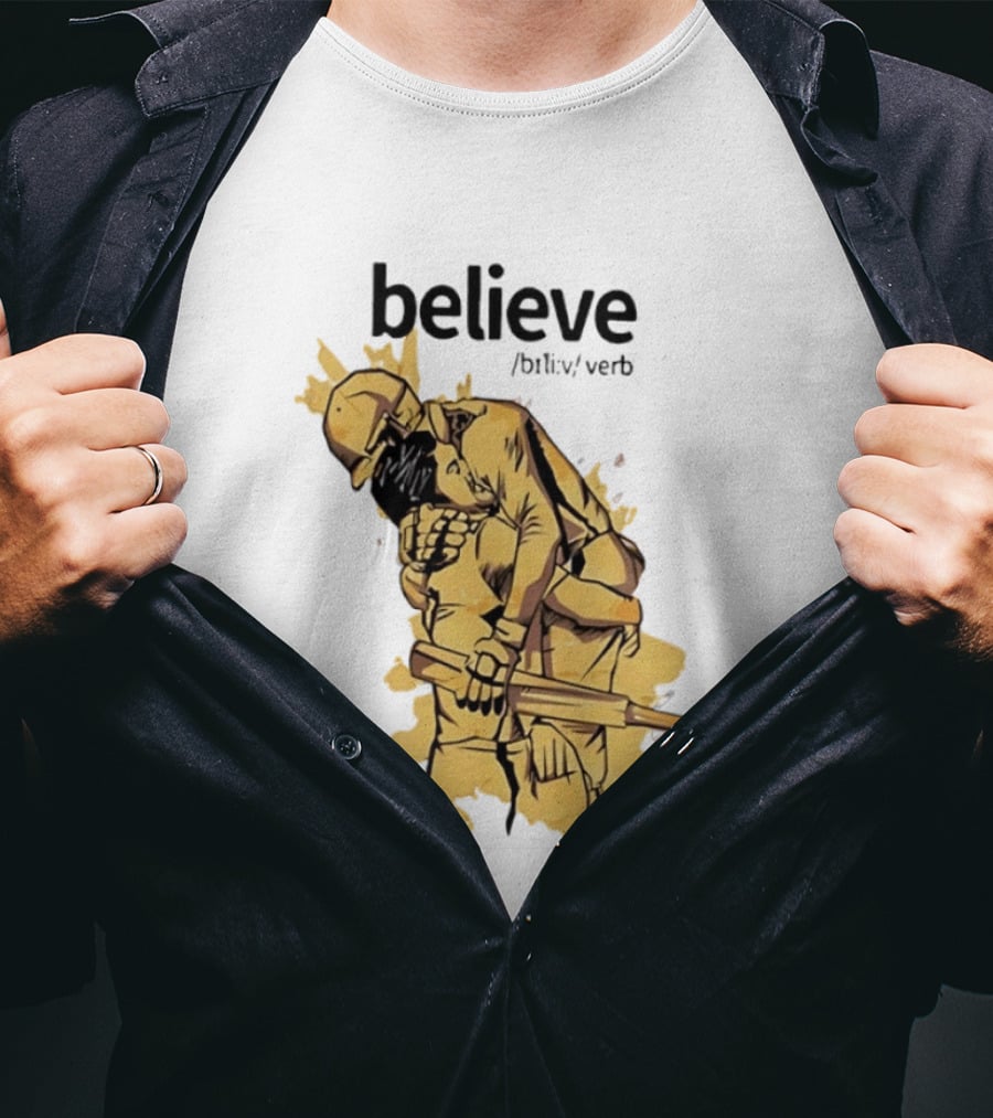 Believe Verb Definition Inspirational Motivation Embrace Cricket Players Hugging T-Shirt