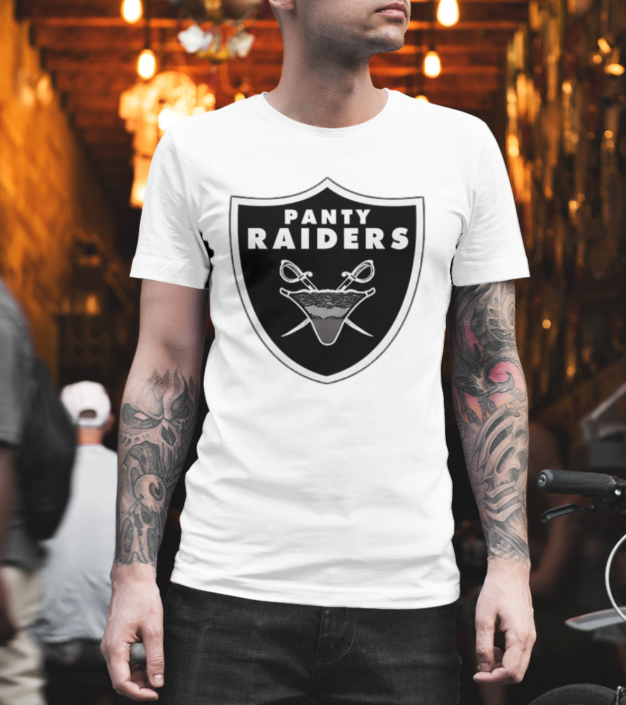 Las Vegas Panty Raiders Shield Swords And Underwear Crest T-Shirt