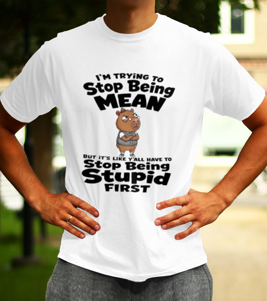 I'm Trying To Stop Being Mean But It's Like Y'all Have To Stop Being Stupid First Capybara T-Shirt