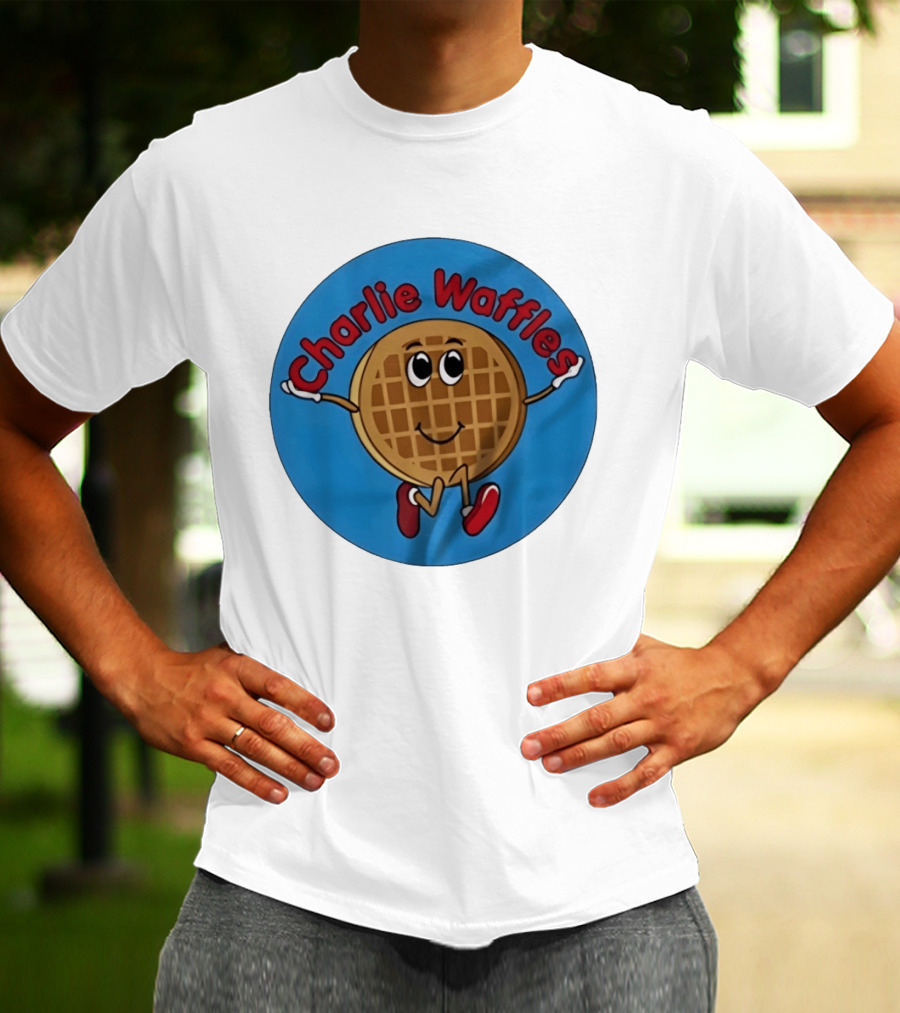 Charlie Waffles Cartoon Smiling Character In Red Shoes T-Shirt