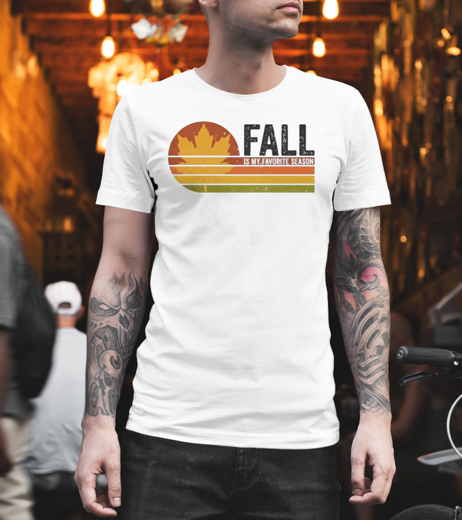 Distressed Fall Is My Favorite Season Maple Leaf T-Shirt