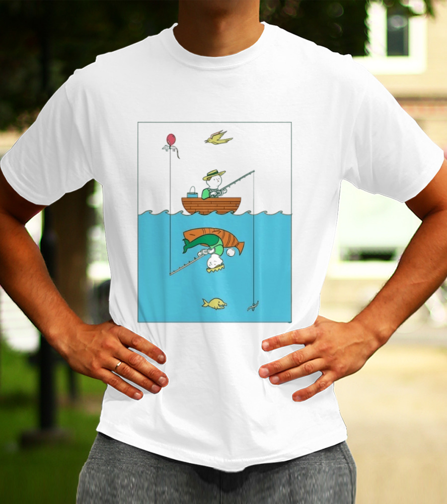 Owenbroadcast Fishing Bear With Turtle And Balloon T-Shirt
