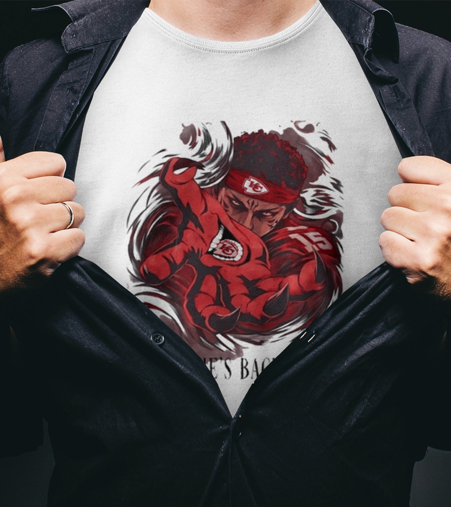 Patrick Mahomes He's Back Kansas City Chiefs Anime Style Football T-Shirt