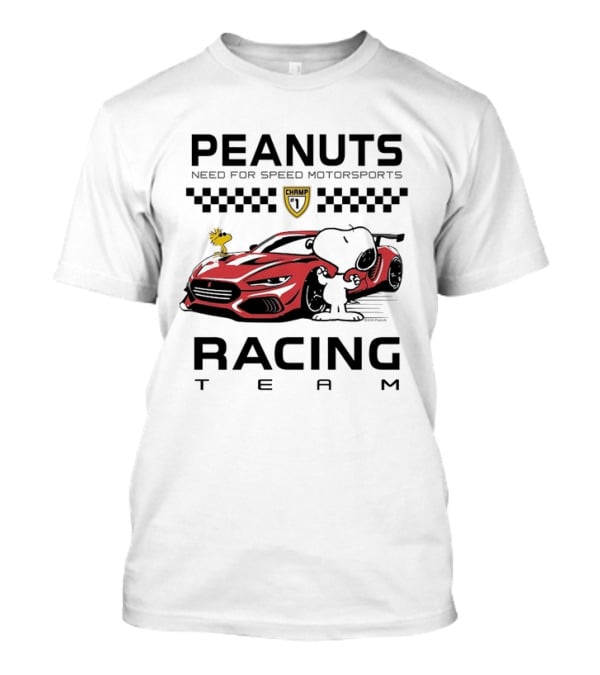 Peanuts Need For Speed Motorsports Champ Racing Team Snoopy Woodstock T-Shirt