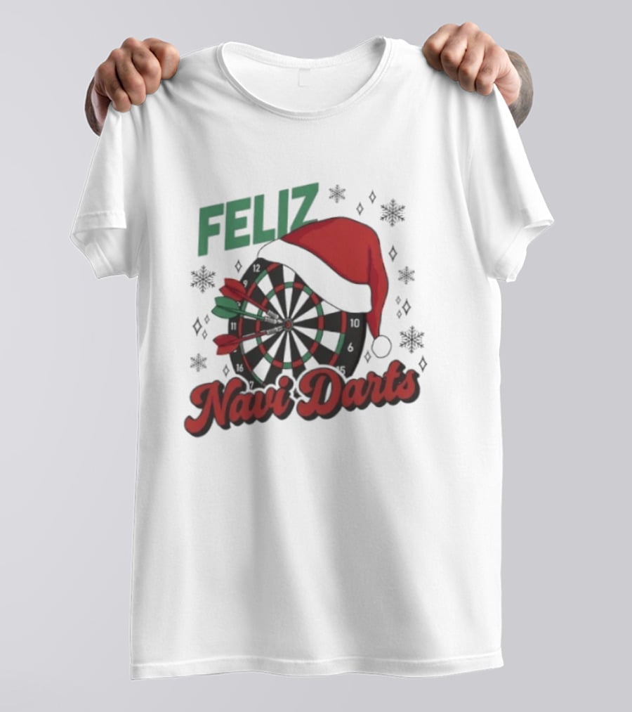 Feliz Navidarts Christmas Santa Hat Darts Board Snowflakes T-Shirt
