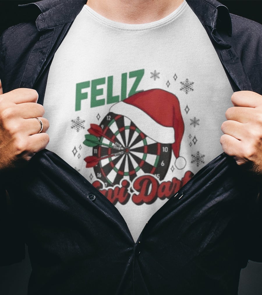 Feliz Navidarts Christmas Santa Hat Darts Board Snowflakes T-Shirt