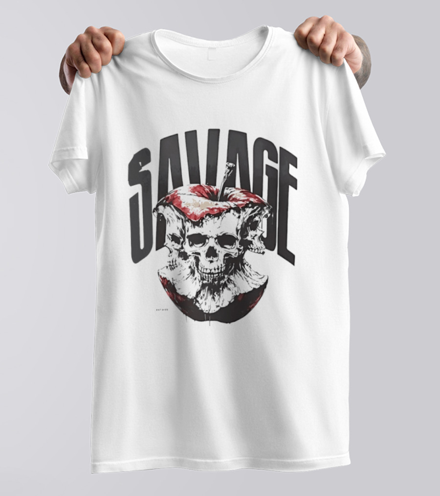 Savage Skull Apple Gothic Edgy T-Shirt