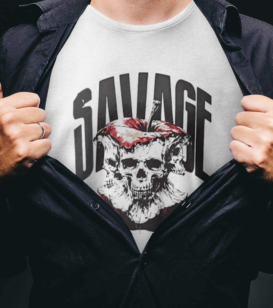 Savage Skull Apple Gothic Edgy T-Shirt