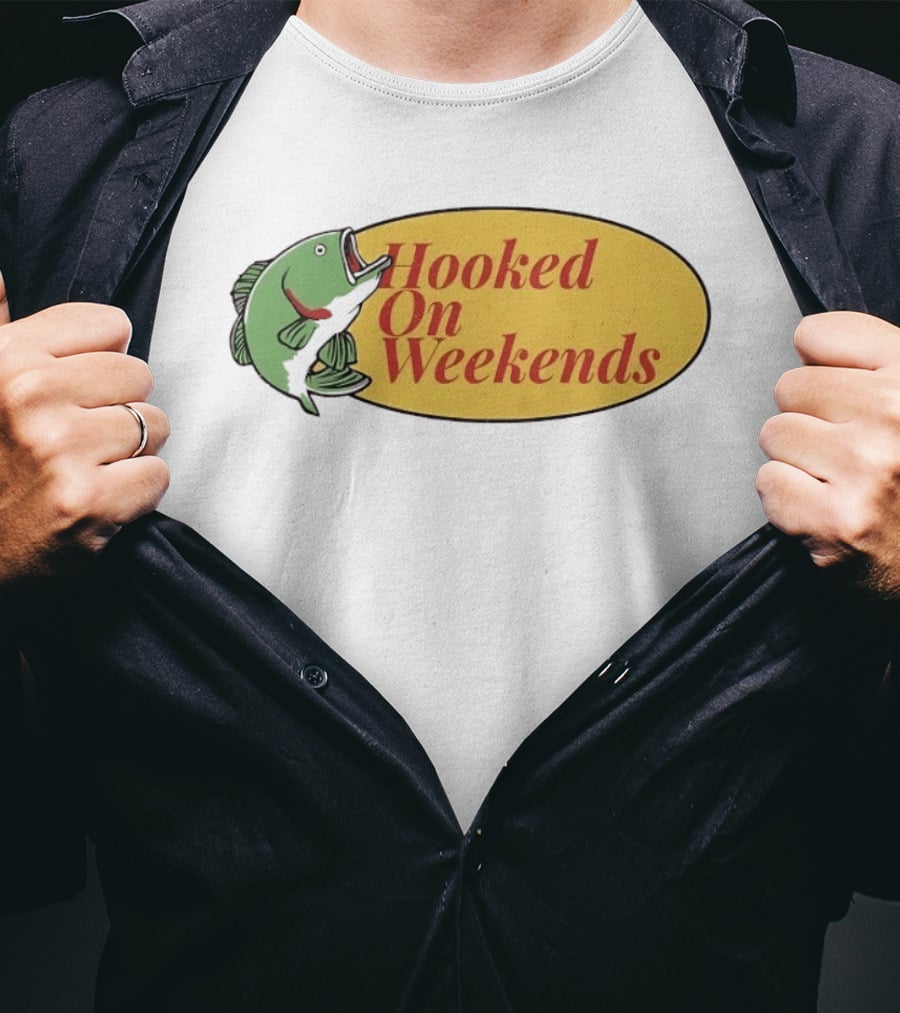 Hooked On Weekends Fishing Outdoors Weekend Fish Clipart T-Shirt
